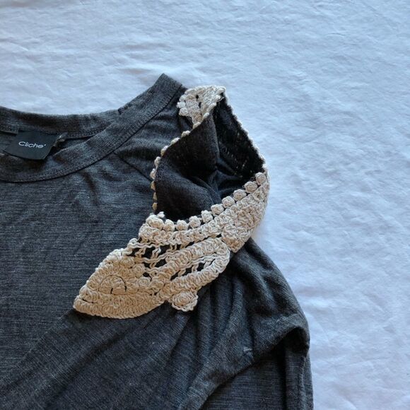 Cliche' Blouse Gray Small Long sleeve with bare shoulders - Picture 6 of 8
